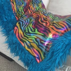 Handmade Turquoise Soft Faux Fur Blanket